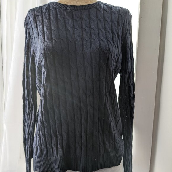 H&M Basic women's navy pullover lightweight cable knit sweater in size small - Picture 1 of 4
